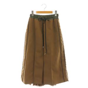 Technical Jersey Skirt スカート プリーツ 切替 ロング 0 ブラウン 22-06185