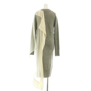 sacai シフォンドッキング ニットワンピース ロング 長袖 2 グレー 21-05666 /HK OS