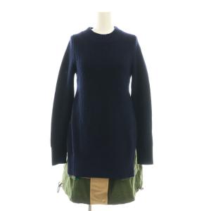 wool knit Grosgrain dress ワンピース 1 ネイビー 21-05800