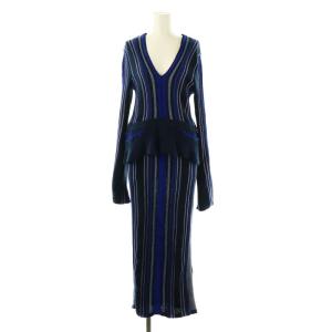 Stripe HAMAGURI Knit Peplum One-Piece ワンピース ニット ロング