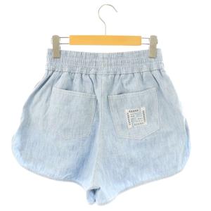 FENDI シャンブレー FF刺繍 ショートパンツ イージー 38 ライトブルー /HK OS