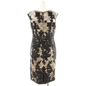 Diagram GRACE CONTINENTAL コードチュール刺繍タイトワンピース ひざ丈 ノースリーブ 36 ブラック ベージュ /DF OS