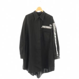 MM6 モトクロス ロゴ オーバーサイズ シャツ 長袖 S ブラック /HK OS