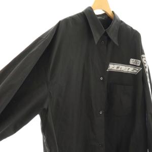 Martin Margiela MM6 モトクロス ロゴ オーバーサイズ シャツ 長袖 S ブラック /HK OS