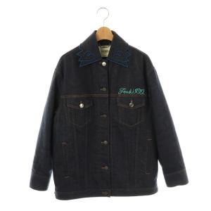 ハート刺繍キルティングデニムジャケット ネイビー