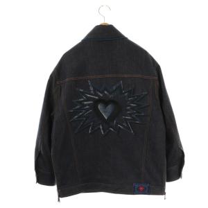 FENDI ハート刺繍キルティングデニムジャケット ネイビー
