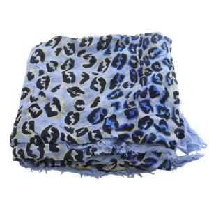 FENDI レオパード ストール ヒョウ柄 水色 ライトブルー /SR20