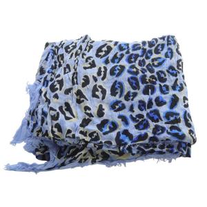 FENDI レオパード ストール ヒョウ柄 水色 ライトブルー /SR20