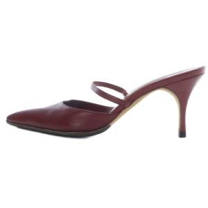 MANOLO BLAHNIK レザー ポインテッドトゥ ミュール 36.5 赤 レッド /SR5