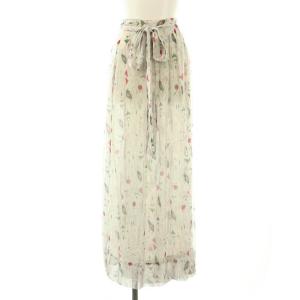 シルク総柄ラップスカート シアー 34 ホワイト マルチカラー /ES OS