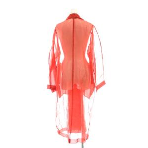 Max Mara シルクシアーオーガンジーダブルロングコート 36 レッド