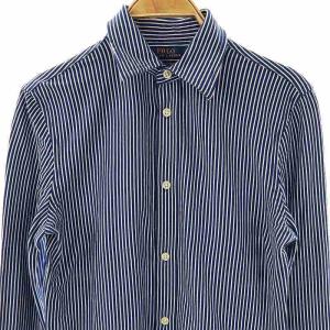 POLO RALPH LAUREN ニットドレスシャツ ストライプ S ネイビー ホワイト /ES OS