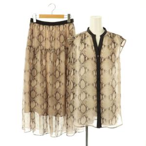 パイソン柄ブラウス スカート セットアップ ノースリーブ 4 ブラウン グレージュ /ES OS