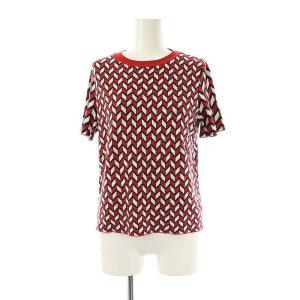 MAX MARA WEEKEND LINE ニット総柄セットアップ 半袖 ワイドパンツ ラメ XS S レッド ホワイト ブラック /ES OS