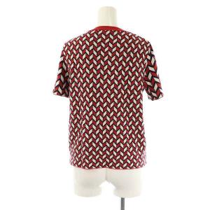 MAX MARA WEEKEND LINE ニット総柄セットアップ 半袖 ワイドパンツ ラメ XS S レッド ホワイト ブラック /ES OS