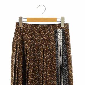 BURBERRY 総ロゴプリーツスカート IT36 ブラウン