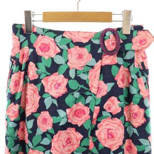 Christian Dior スポーツ SPORTS オールドディオールフラワー柄スカート タイトスカート L ピンク ネイビー グリーン