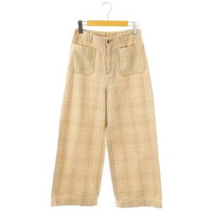 チェックパンツ ストレート ジッパーフライ シルク混 36 ベージュ /NR OS