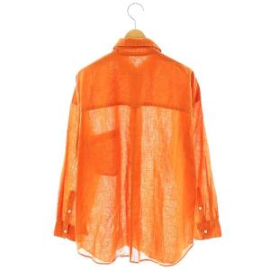 YANUK シャツ ブラウス 長袖 前開き リネン混 S オレンジ /NR OS