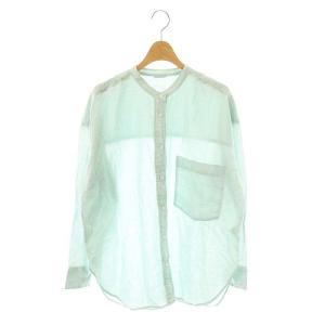 バンドカラーコットンリネンシャツ S ミントグリーン /MI OS