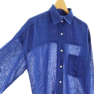 YANUK コットンリネンシャツ S ロイヤルブルー /MI OS