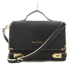 エールショルダーバッグ ハンドバッグ 2WAY 斜め掛け ショルダーストラップ付 ロゴ レザー 黒 ブラック