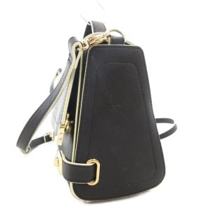 Samantha Thavasa エールショルダーバッグ ハンドバッグ 2WAY 斜め掛け ショルダーストラップ付 ロゴ レザー 黒 ブラック