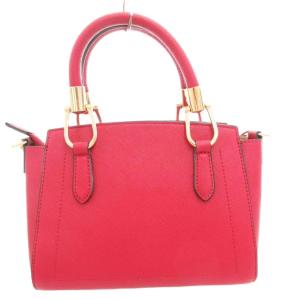 Samantha Vega リボン ビジューハンドバッグ ショルダー 2WAY 斜め掛け ポーチ付 切替 レザー キルティング 赤