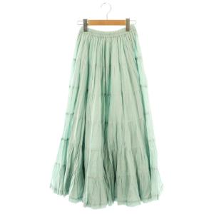 草原の虹のスカート ギャザー フレア マキシ 36 ライトブルー /CX OS