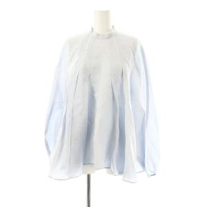 ペーパーシルクボリュームスリーブブラウス 長袖 プルオーバー 36 ライトブルー /DO OS