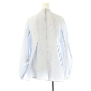 BLAMINK ペーパーシルクボリュームスリーブブラウス 長袖 プルオーバー 36 ライトブルー /DO OS