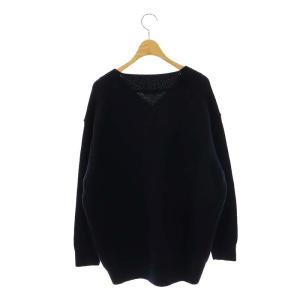 ebure ウールVネックニットプルオーバー セーター 長袖 ネイビー /HK OS SH