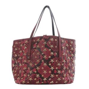 JIMMY CHOO サシャ パイソンデザイン スタースタッズ トートバッグ レザー ピンク