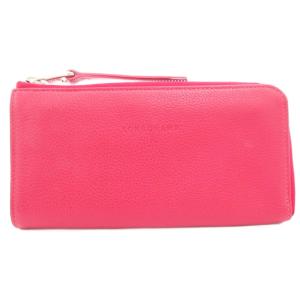 長財布 ウォレット L字ファスナー ロゴ シボレザー ピンク /GV SH