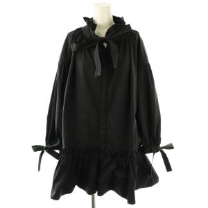 タフタフリルオーバーシャツ 長袖 36 黒 ブラック /AT OS SH