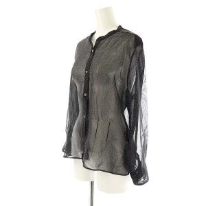 MARGARET HOWELL コットンドットシアーブラウス 長袖 2 ブラック /HK OS