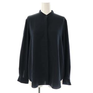 HEAVY PEARL LILEN バンドカラーブラウス 長袖 38 ネイビー /HK OS