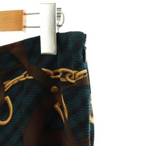 DAKS スカーフ柄 スカート フレア ミモレ ロング 40 紺 ネイビー /AT OS