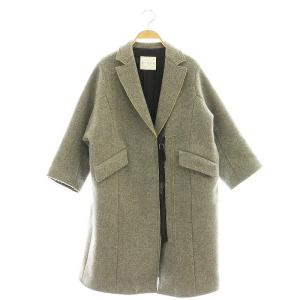 ウール混ジップアップ コート ロング 36 グレー /HK OS