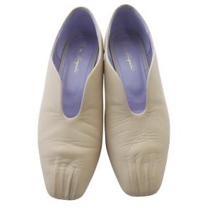 Mame Kurogouchi カーブローヒール パンプス スクエアトゥ レザー 23.5cm ベージュ /SR3