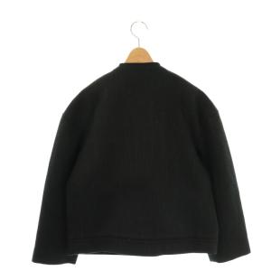 MARNI ツイード ノーカラー ジップジャケット ズター ウール 36 黒 /NR OS