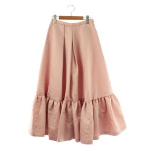 ギャザー プリーツスカート ロング フレア 34 ピンク /NR OS