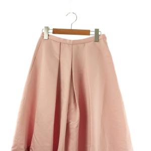 TSURU by Mariko Oikawa ギャザー プリーツスカート ロング フレア 34 ピンク /NR OS
