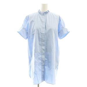 フリル スタンドカラー ブラウス チュニック F サックスブルー /MI OS