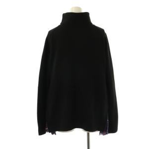 sacai サイドジップ プリーツドッキングニット セーター 長袖 タートルネック ウール 2 黒 /NR OS
