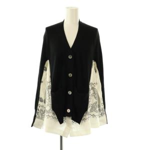 シャツドッキング Vネックカーディガン 長袖 ウール 3 黒 白 /NR OS