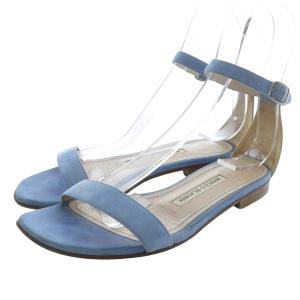 CHAFLAHI フラット ストラップサンダル スエード 36 水色 ライトブルー /SR50