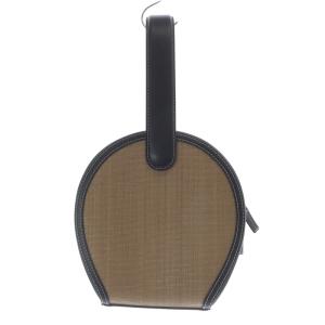 Link ラフィア ハンドバッグ 切替 黒 ブラック ベージュ /SR48