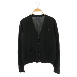 カーディガン ニット 長袖 刺繍 コットン L 黒 /NR OS