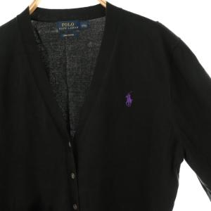 POLO RALPH LAUREN カーディガン ニット 長袖 刺繍 コットン L 黒 /NR OS
